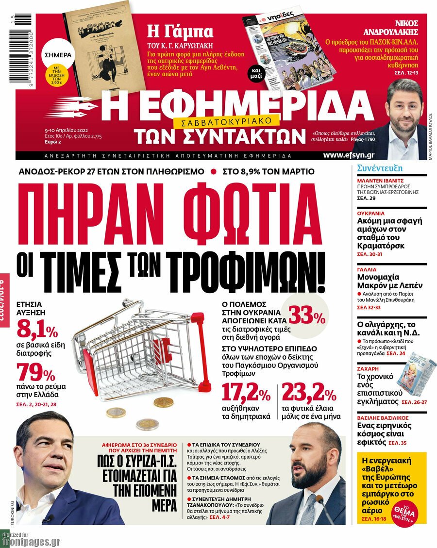 Τα πρωτοσέλιδα των πολιτικών και αθλητικών εφημερίδων