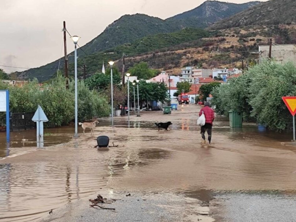 Ροδόπη: Πλημμύρισαν οι δρόμοι στον Πολύανθο 